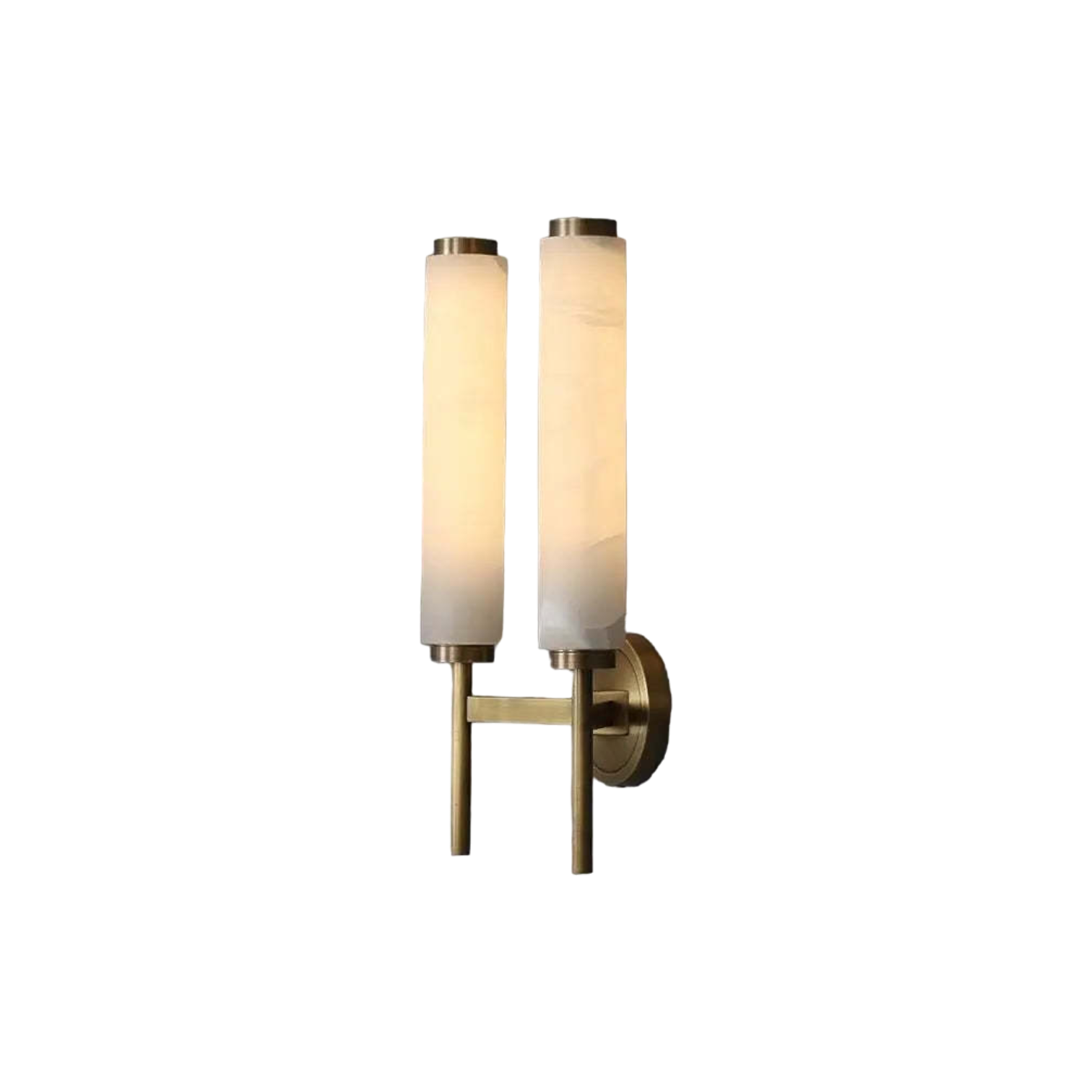 Dunfrey Twin Alabaster and Brass Wall Lamp