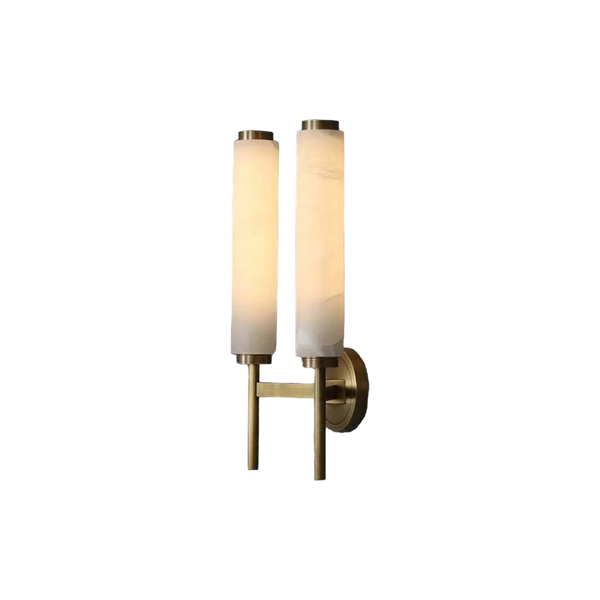 Dunfrey Twin Alabaster and Brass Wall Lamp