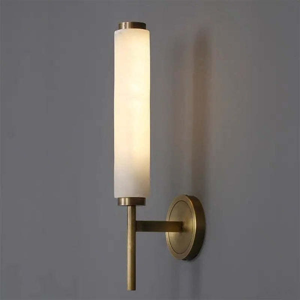 Dunfrey Single Alabaster and Brass Wall Lamp