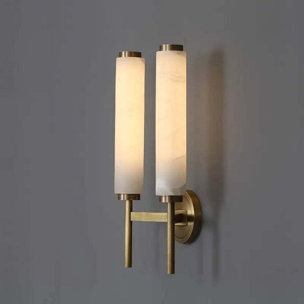 Dunfrey Twin Alabaster and Brass Wall Lamp