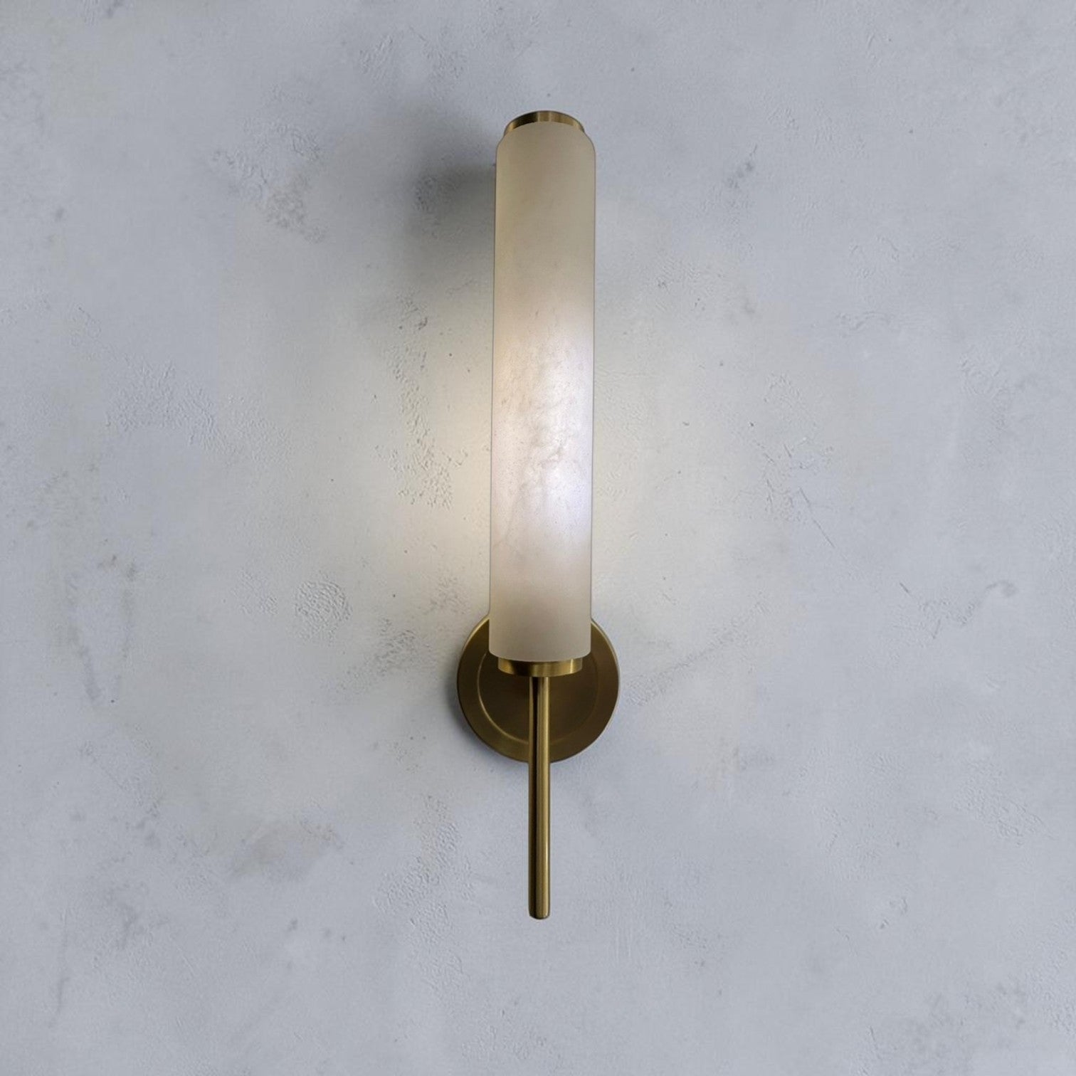 Dunfrey Single Alabaster and Brass Wall Lamp