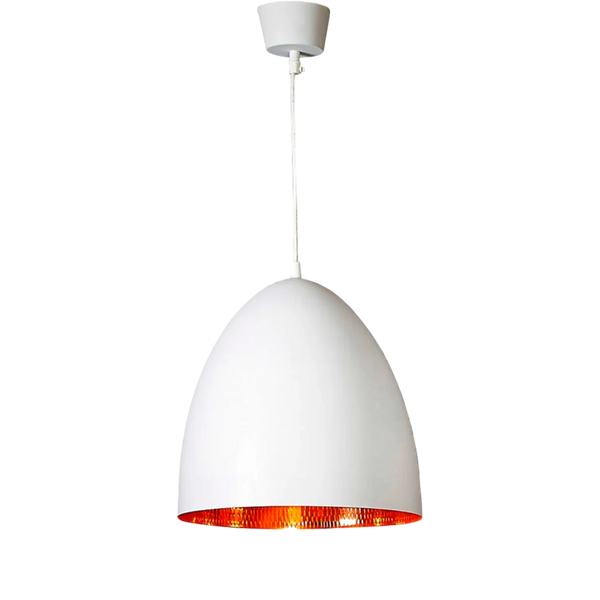 Egg Ceiling Pendant White and Copper (SKU ELAWEGGWHTCOP)