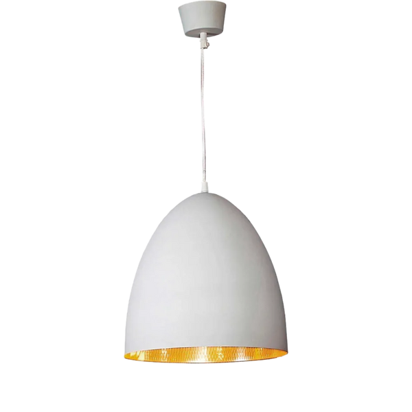 Egg Ceiling Pendant White and Silver (SKU ELAWEGGWHTSIL)