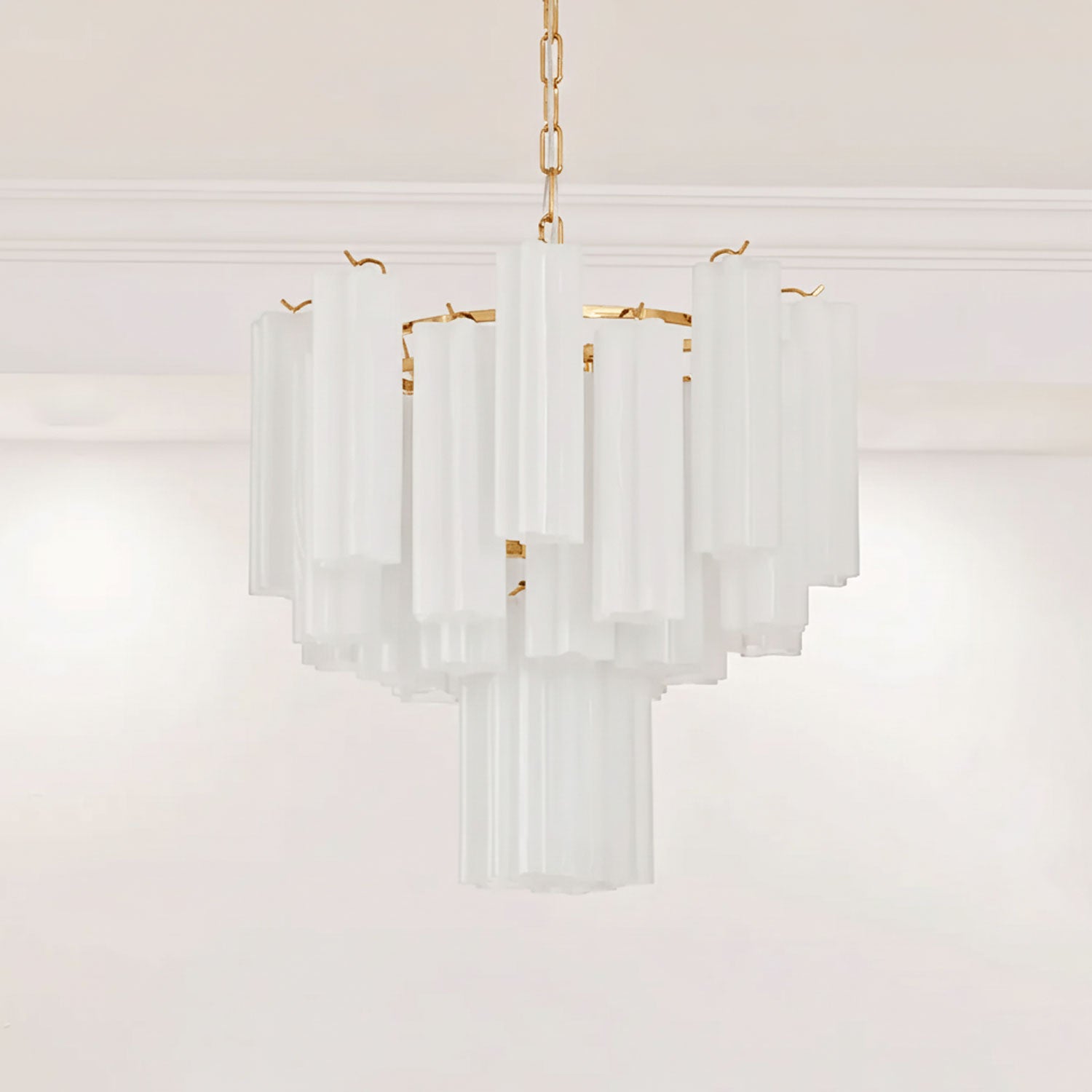 Amalia Murano Frosted Glass Tubes Chandelier - Small