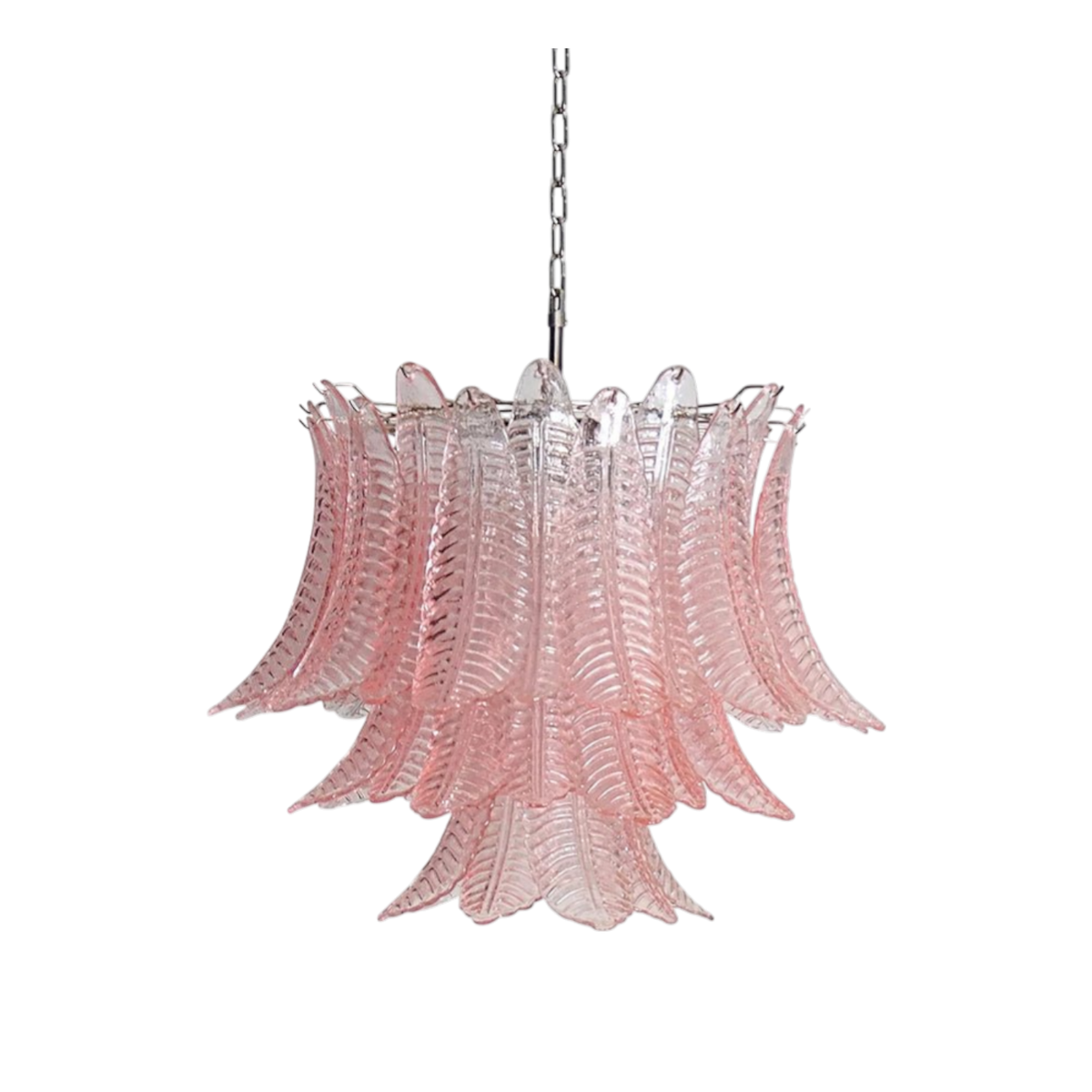 Giulia Murano Pink Glass Leaf Chandelier