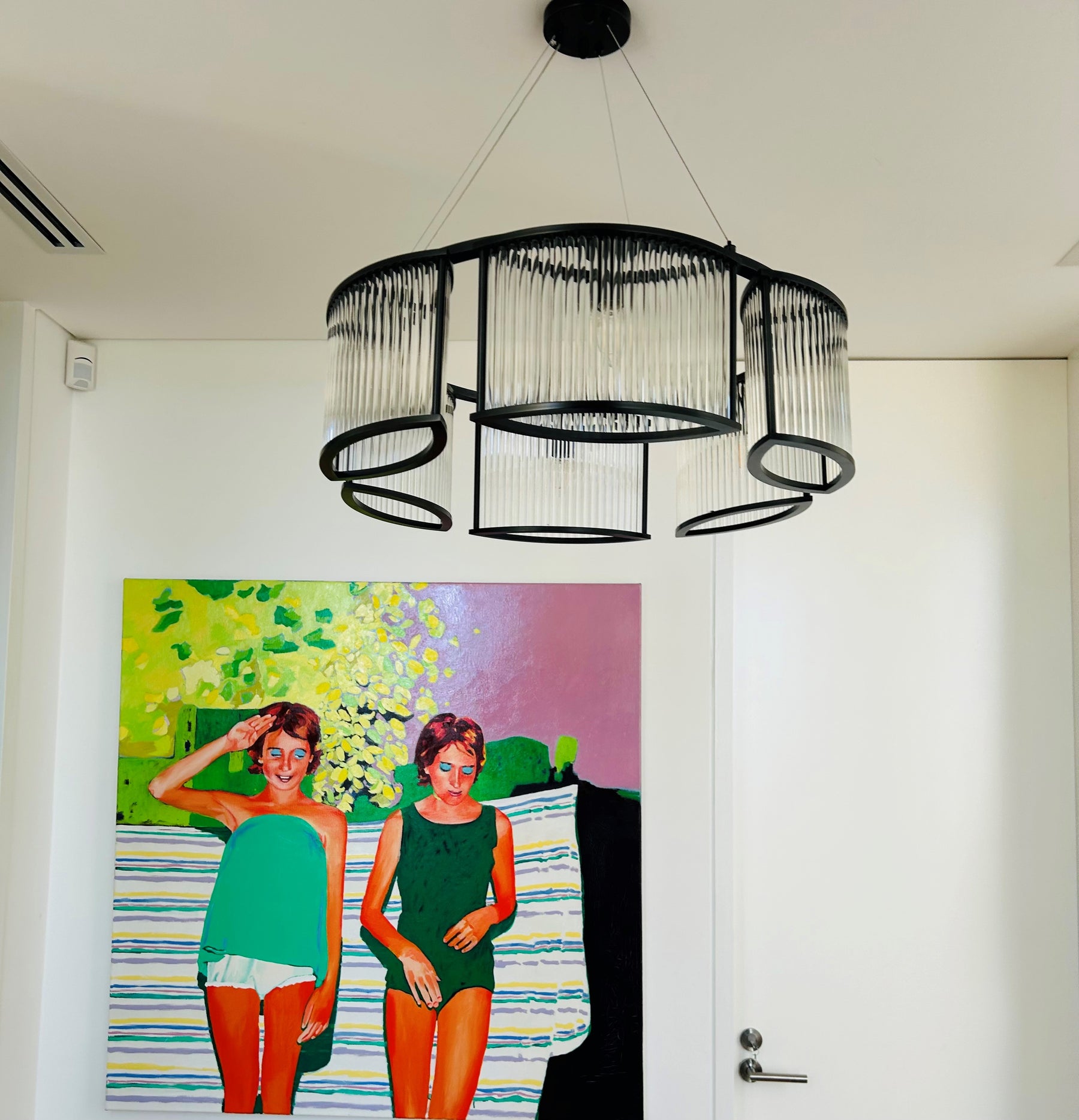 Glebe 6 Lamp Brass with Glass Rod Chandelier