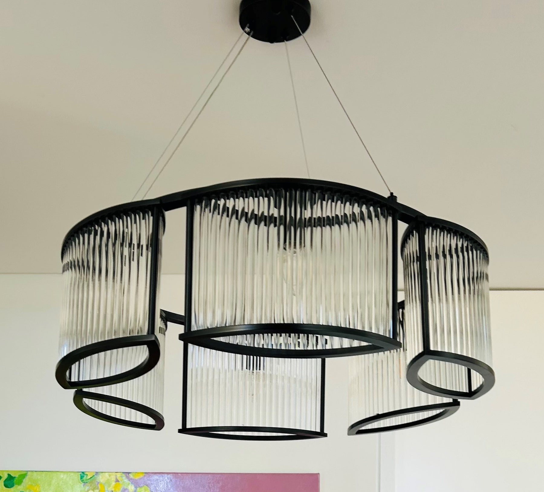 Glebe 6 Lamp Brass with Glass Rod Chandelier