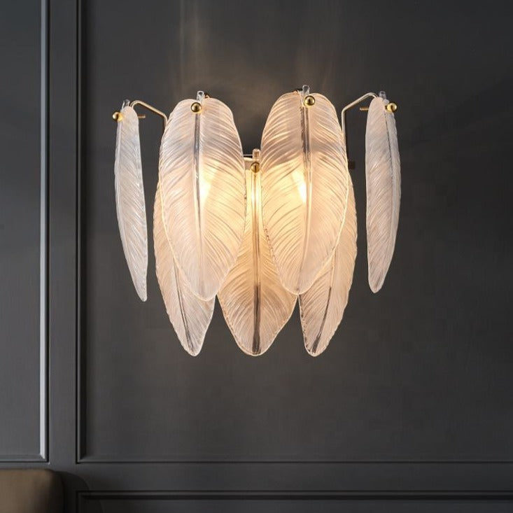Quiana Organic Leaf Glass Wall Sconce