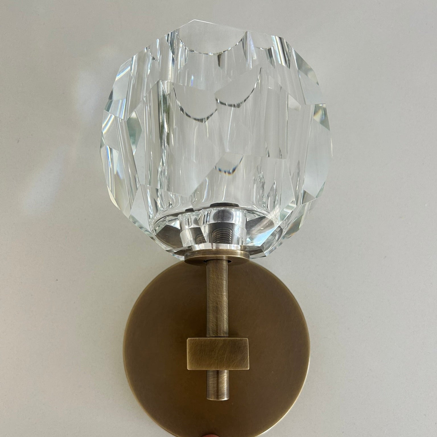 Howarth Single Crystal Ball Wall Sconce In Antique Brass (Clearance 2 only)