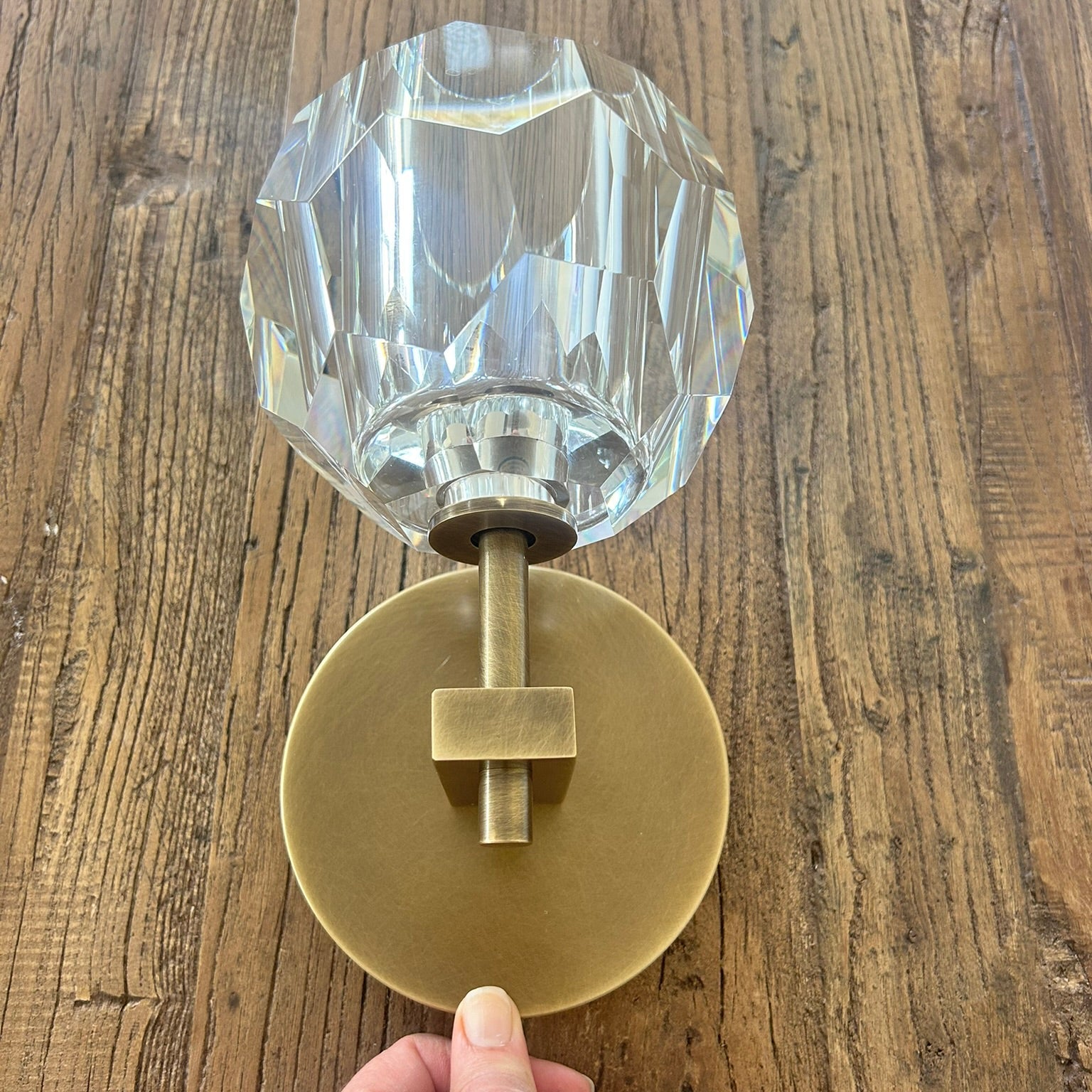 Howarth Single Crystal Ball Wall Sconce In Antique Brass (Clearance 2 only)