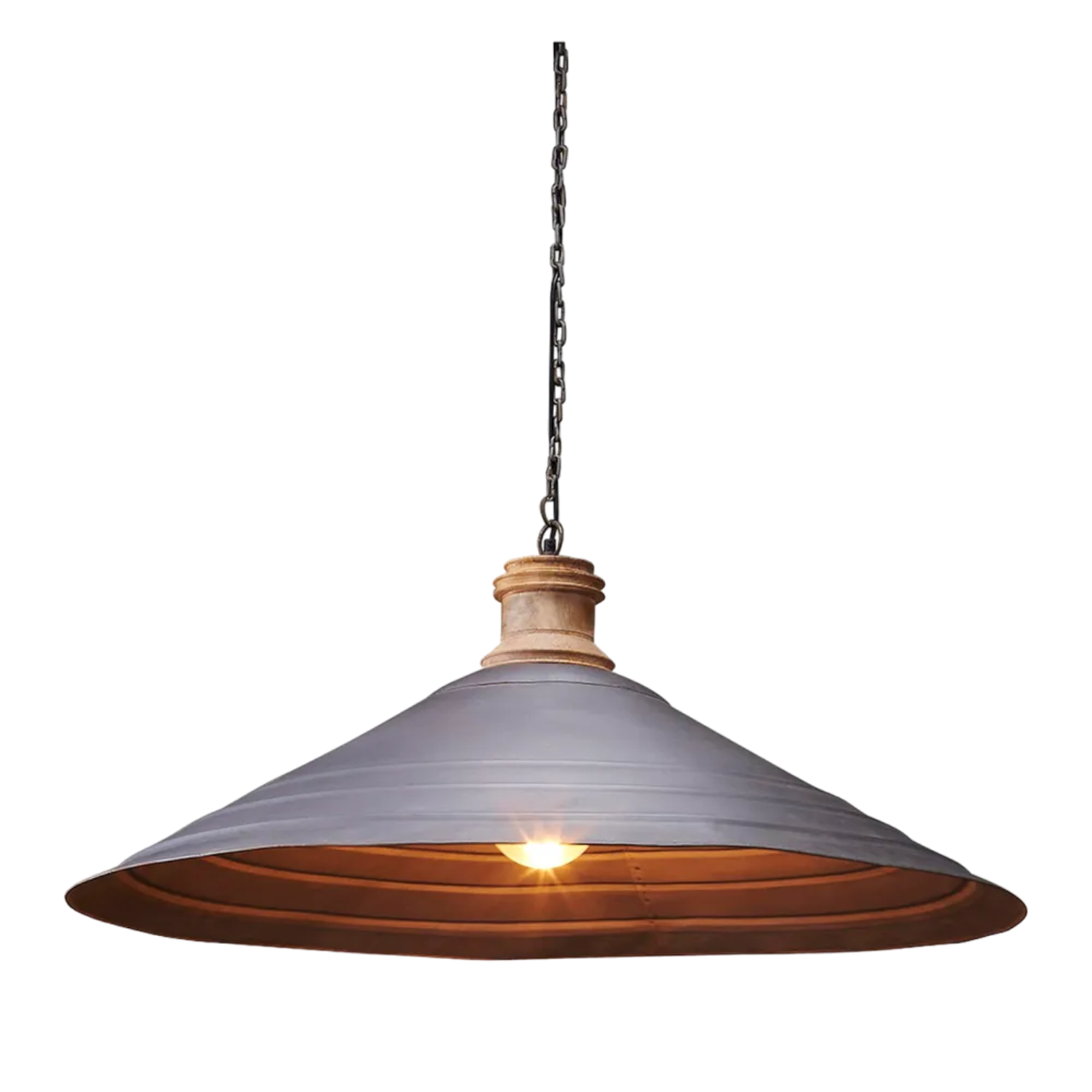 Hudson Ceiling Pendant Antique Zinc and Wood ZAF10219