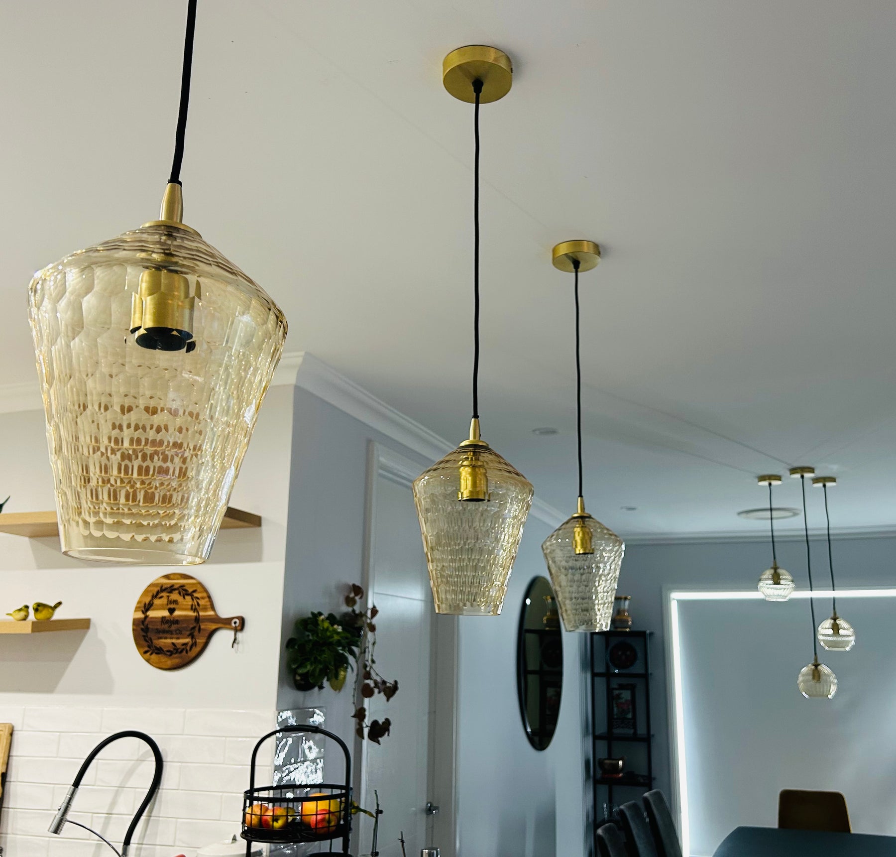 Isla Honeycomb Hand Cut Crystal Glass Pendant Lamp