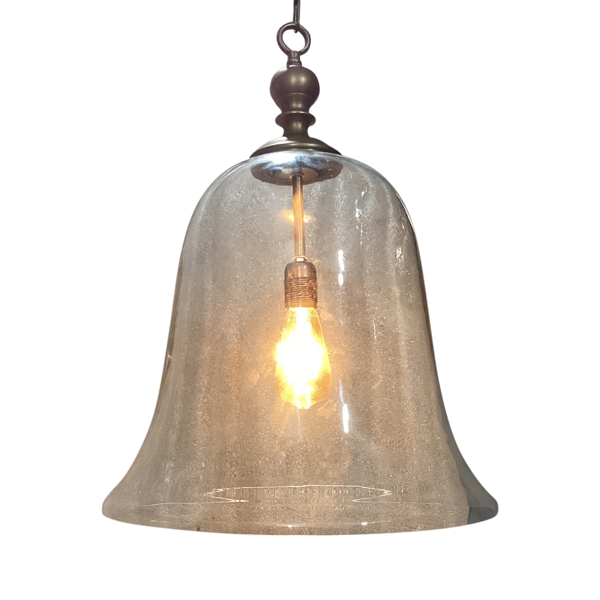 Large glass bell pendant light deals