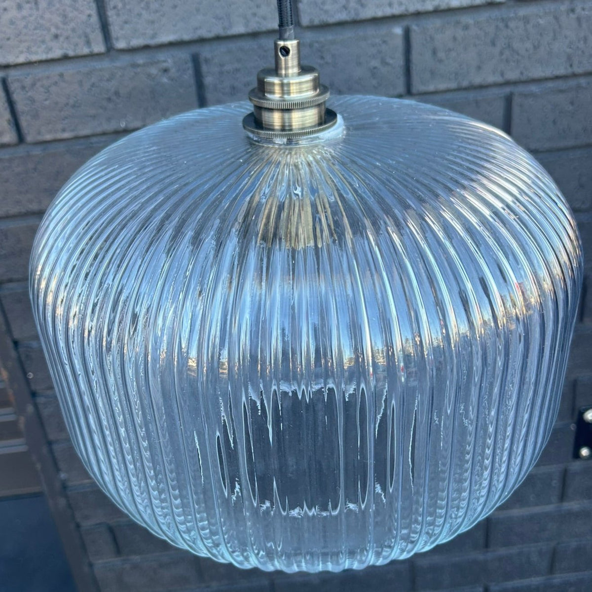 Ashter Hand-blown Lantern Pendant in Clear Glass