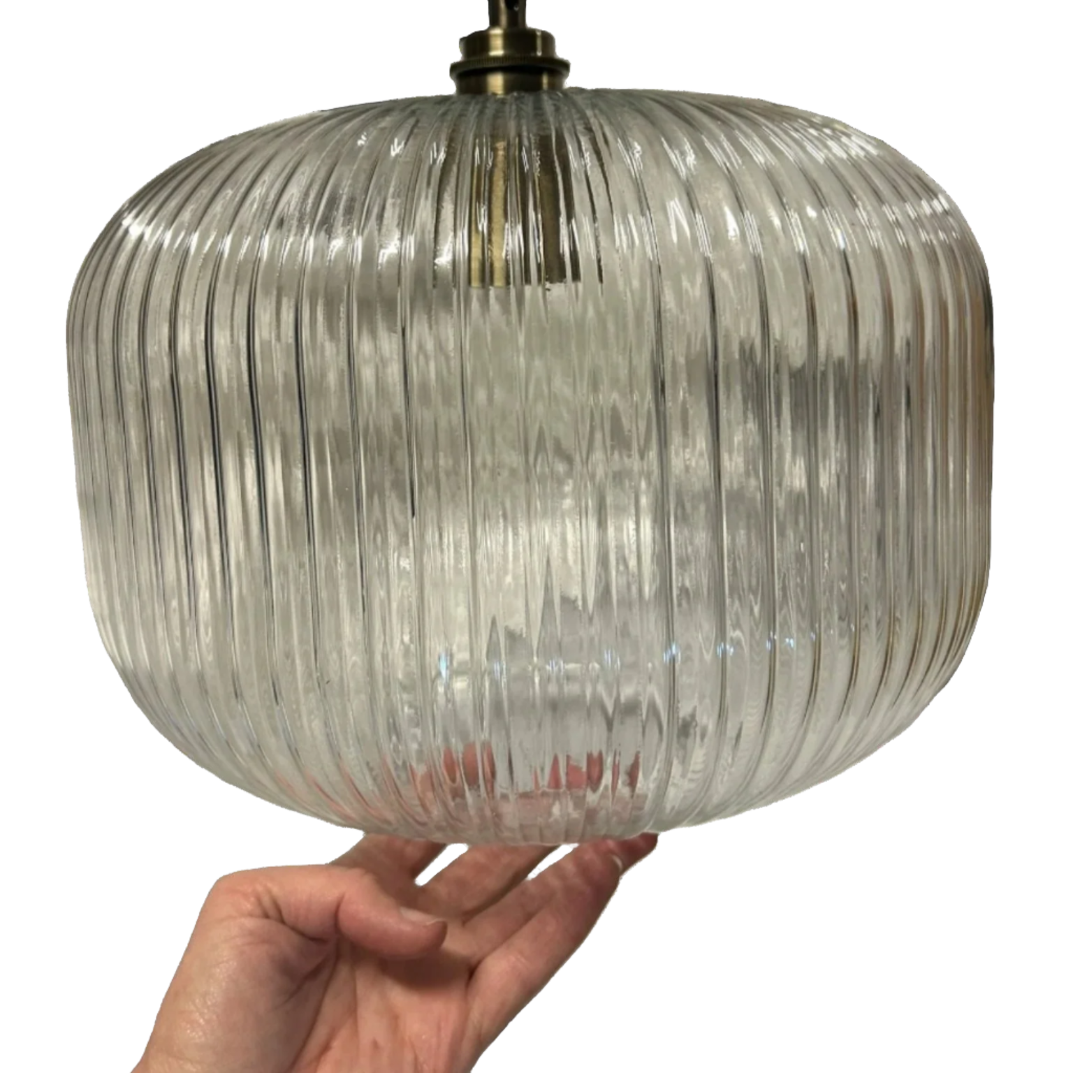 Ashter Hand-blown Lantern Pendant in Clear Glass