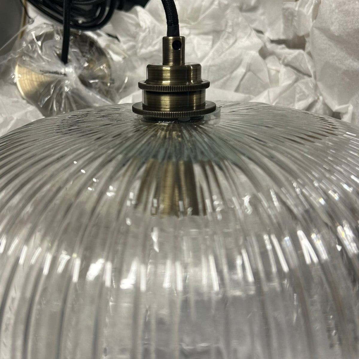 Ashter Hand-blown Lantern Pendant in Clear Glass