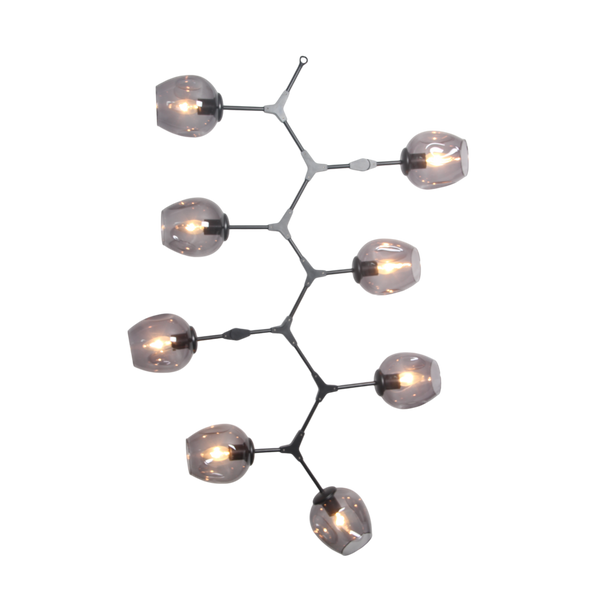 Lee Black Branch Lamp with Smoke Glass Shades (8 heads)