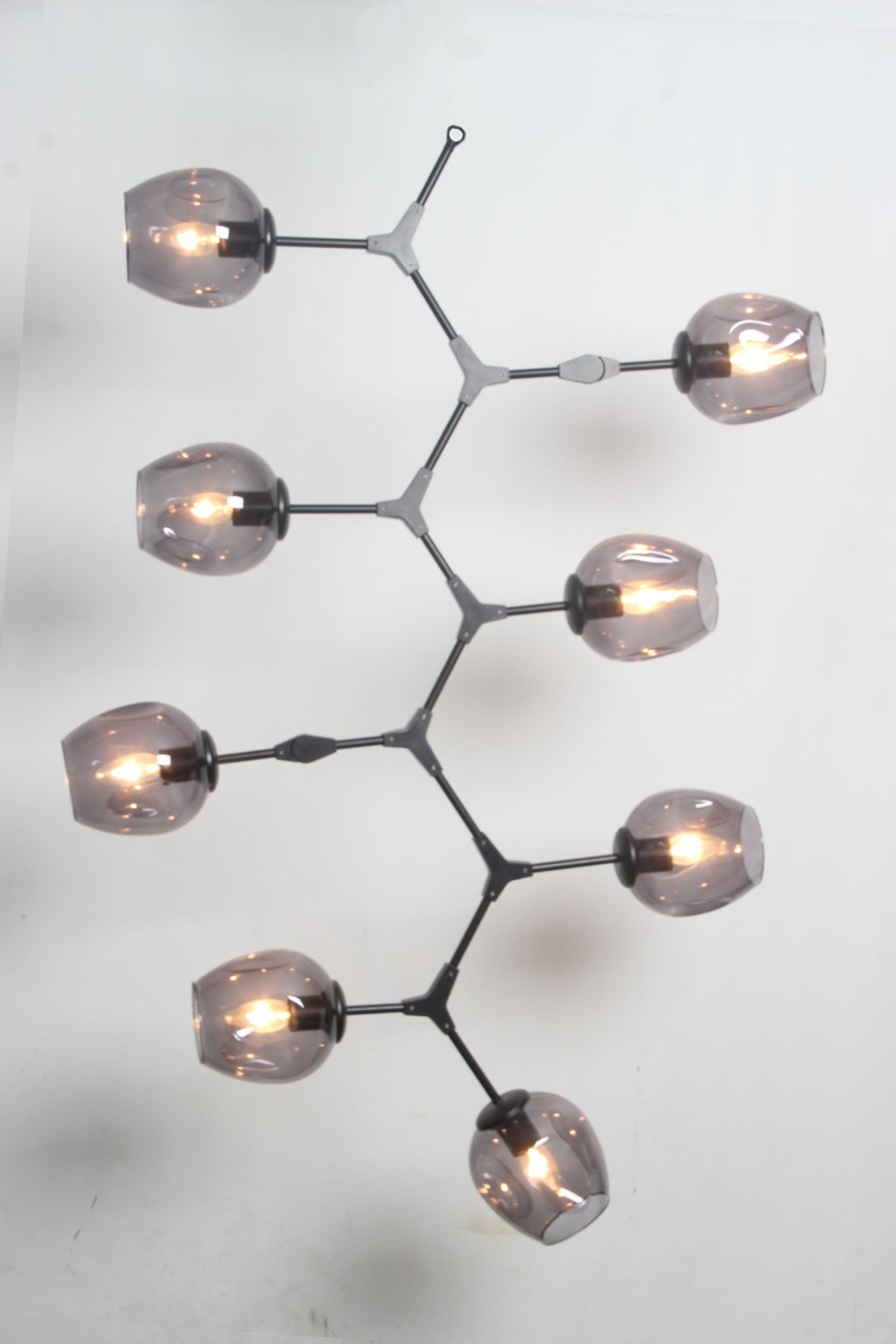 Lee Black Branch Lamp with Smoke Glass Shades (8 heads)