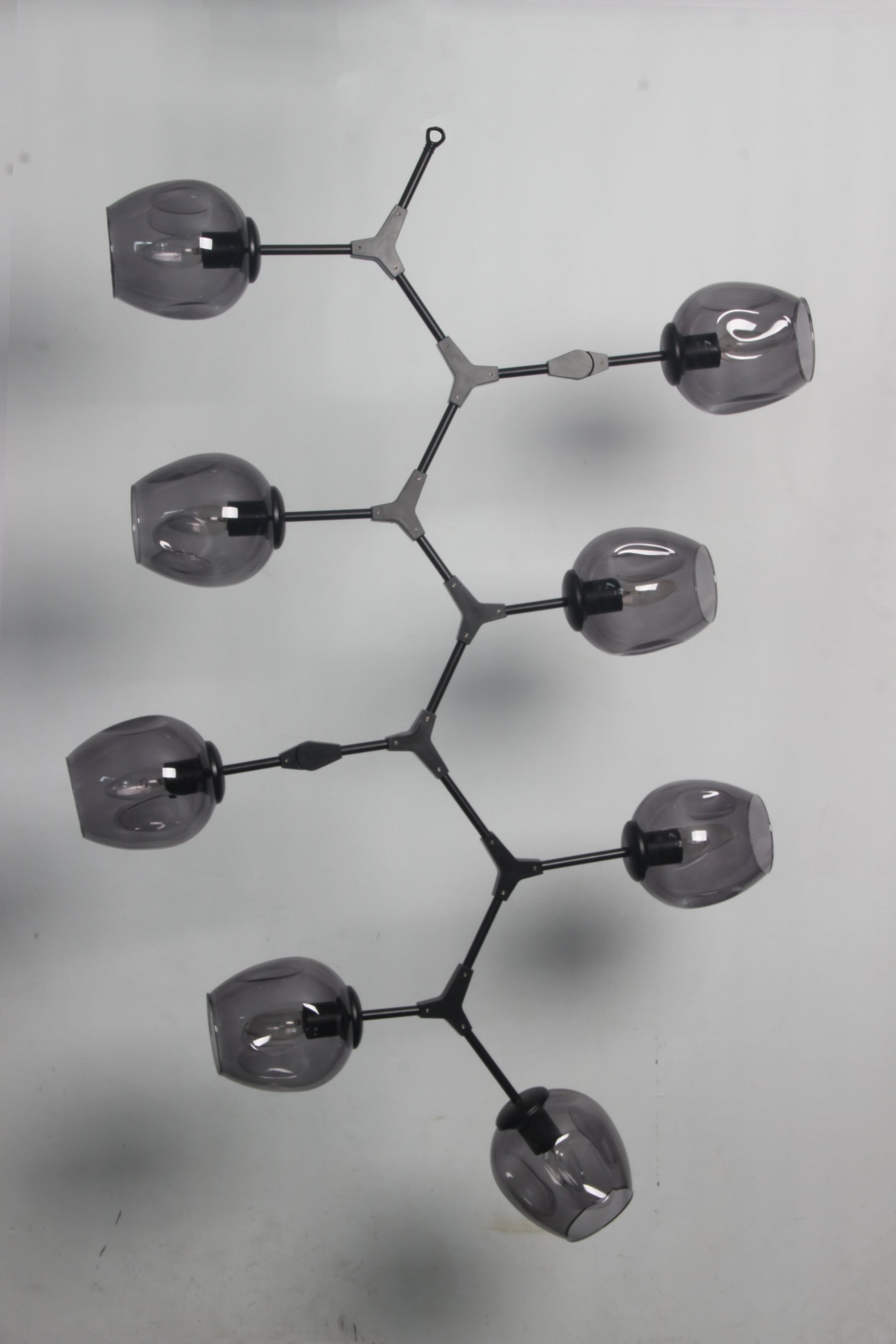 Lee Black Branch Lamp with Smoke Glass Shades (8 heads)