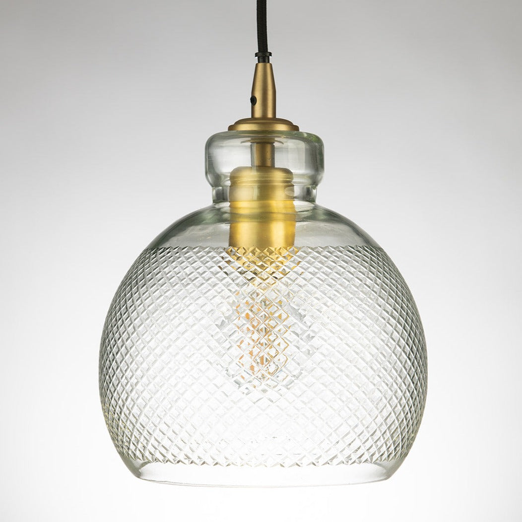 Amelia Diamond Hand Cut Crystal Glass Pendant Lamp