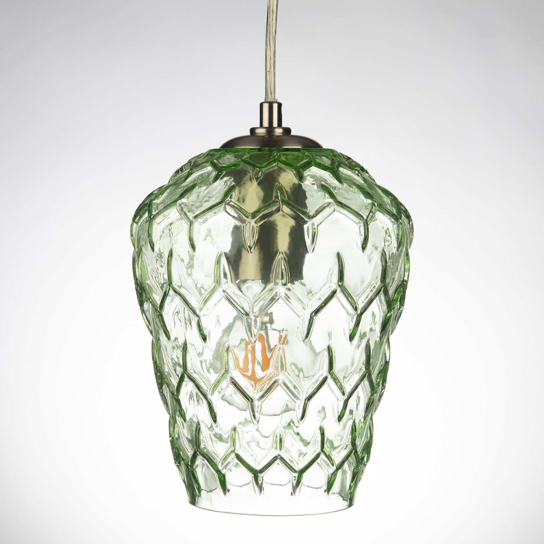 Baranya Hand-blown Pale Green Crystal Glass Pendant Lamp
