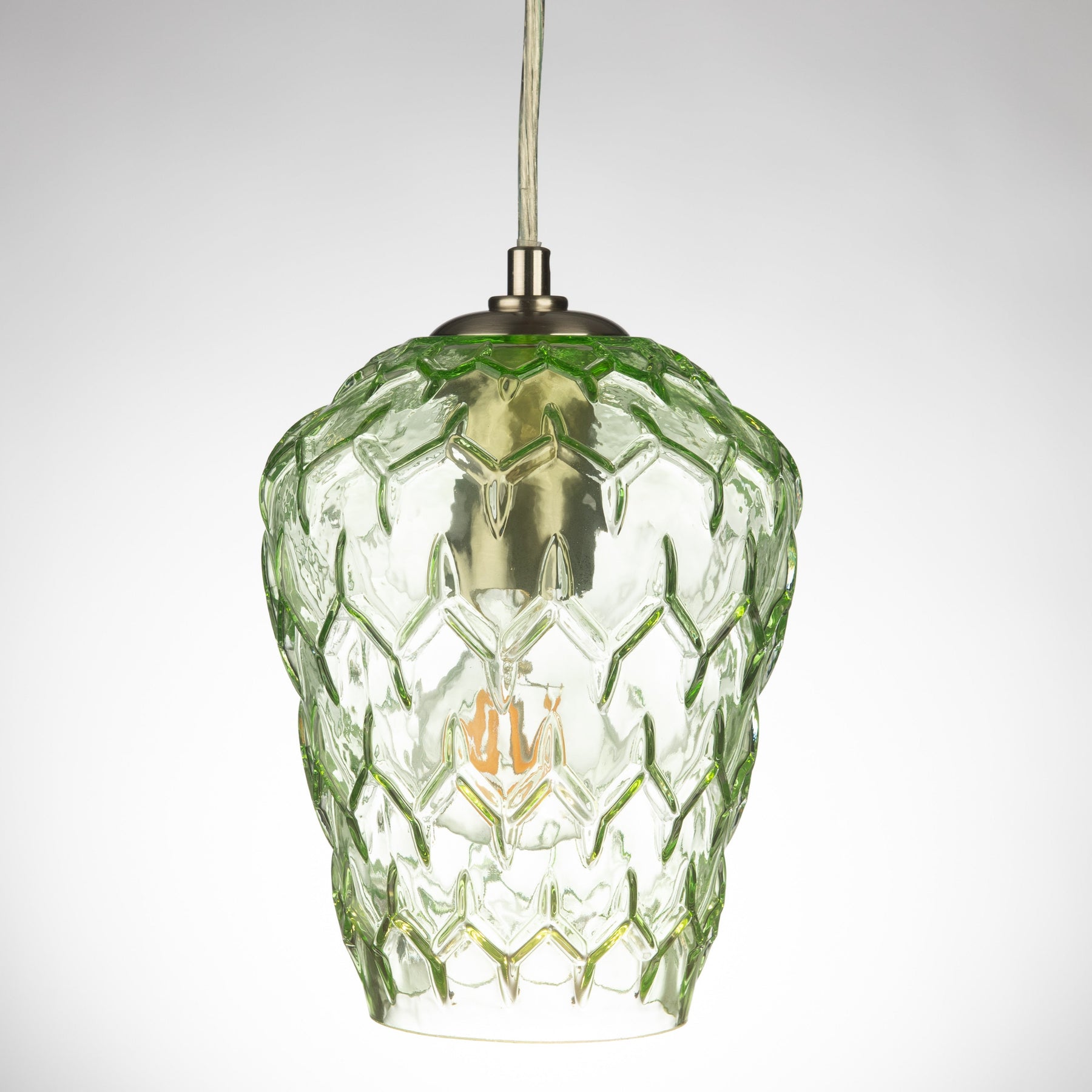 Baranya Hand-blown Pale Green Crystal Glass Pendant Lamp
