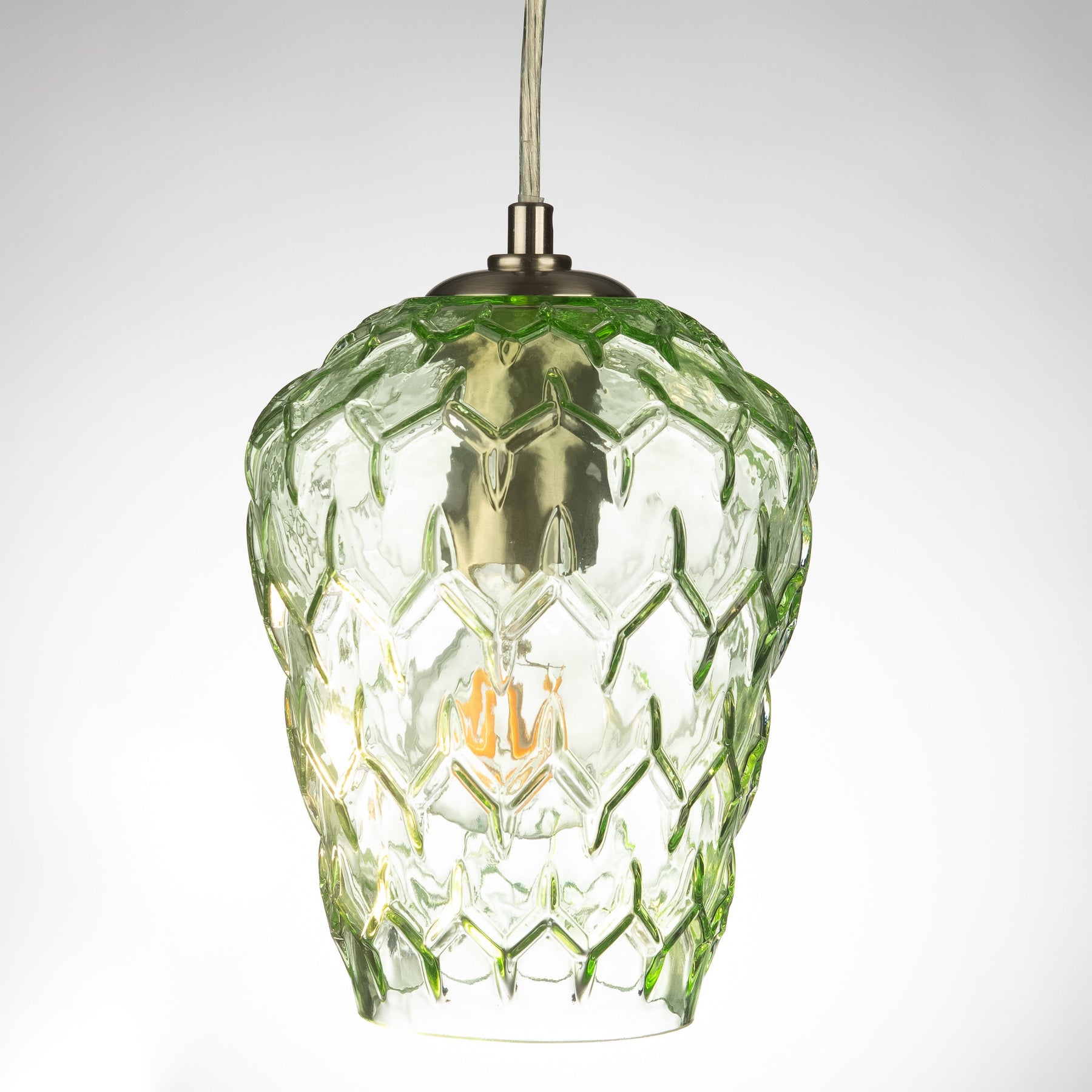 Baranya Hand-blown Pale Green Crystal Glass Pendant Lamp