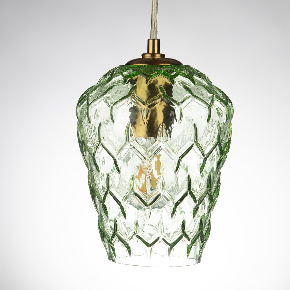 Baranya Hand-blown Pale Green Crystal Glass Pendant Lamp