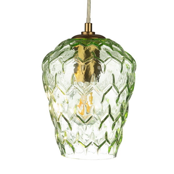 Baranya Hand-blown Pale Green Crystal Glass Pendant Lamp