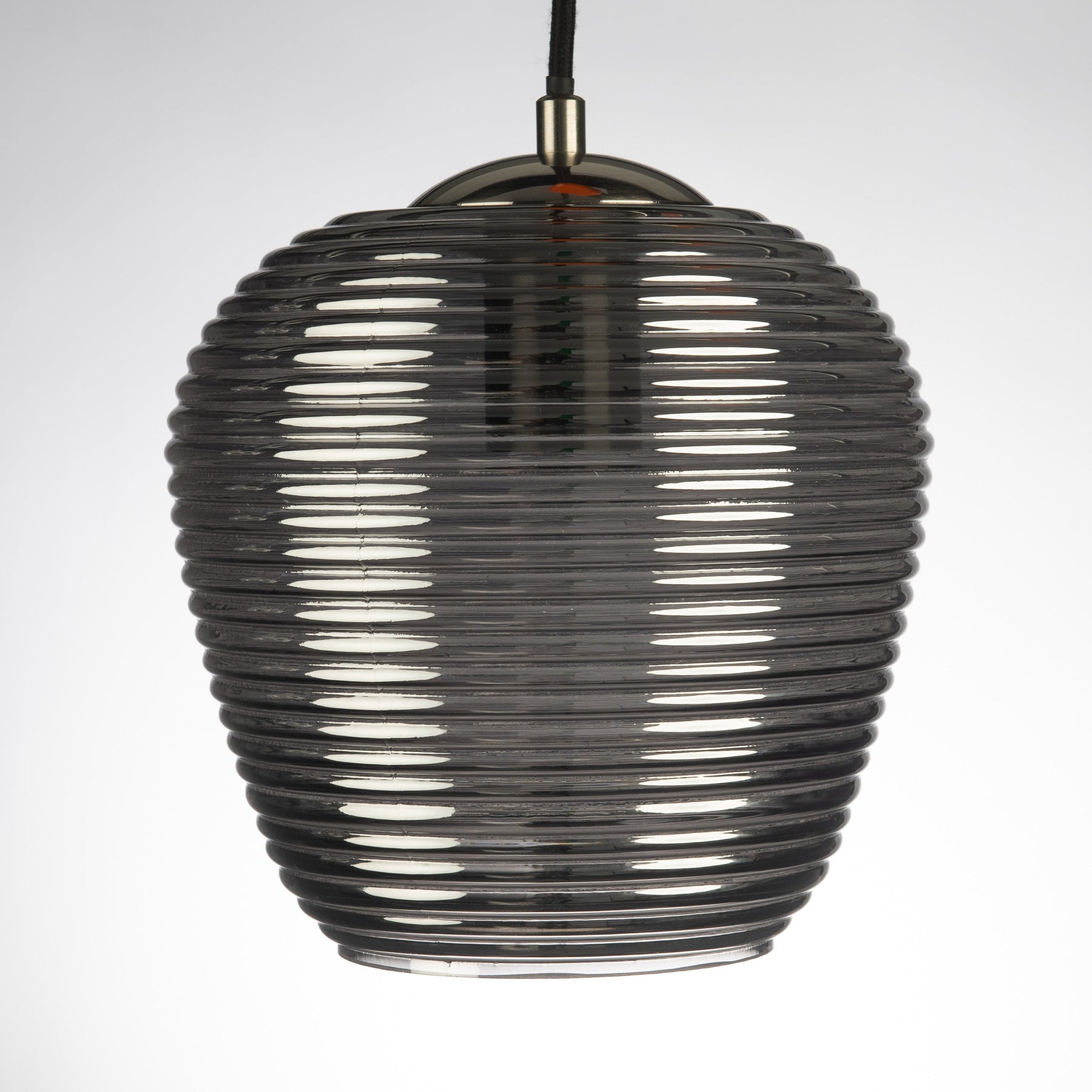 Rippe Rippled Pendant in Smoke Glass
