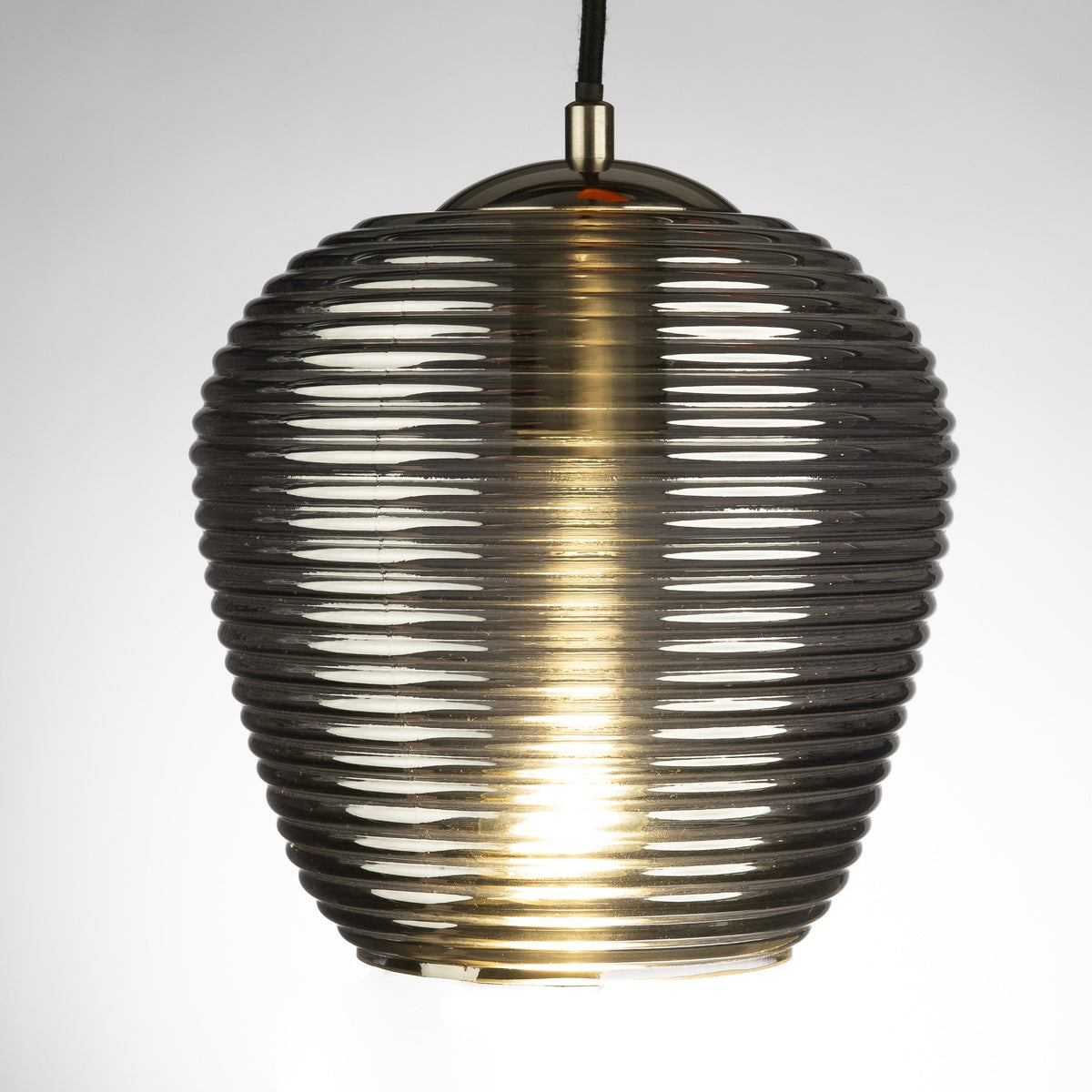 Rippe Rippled Pendant in Smoke Glass