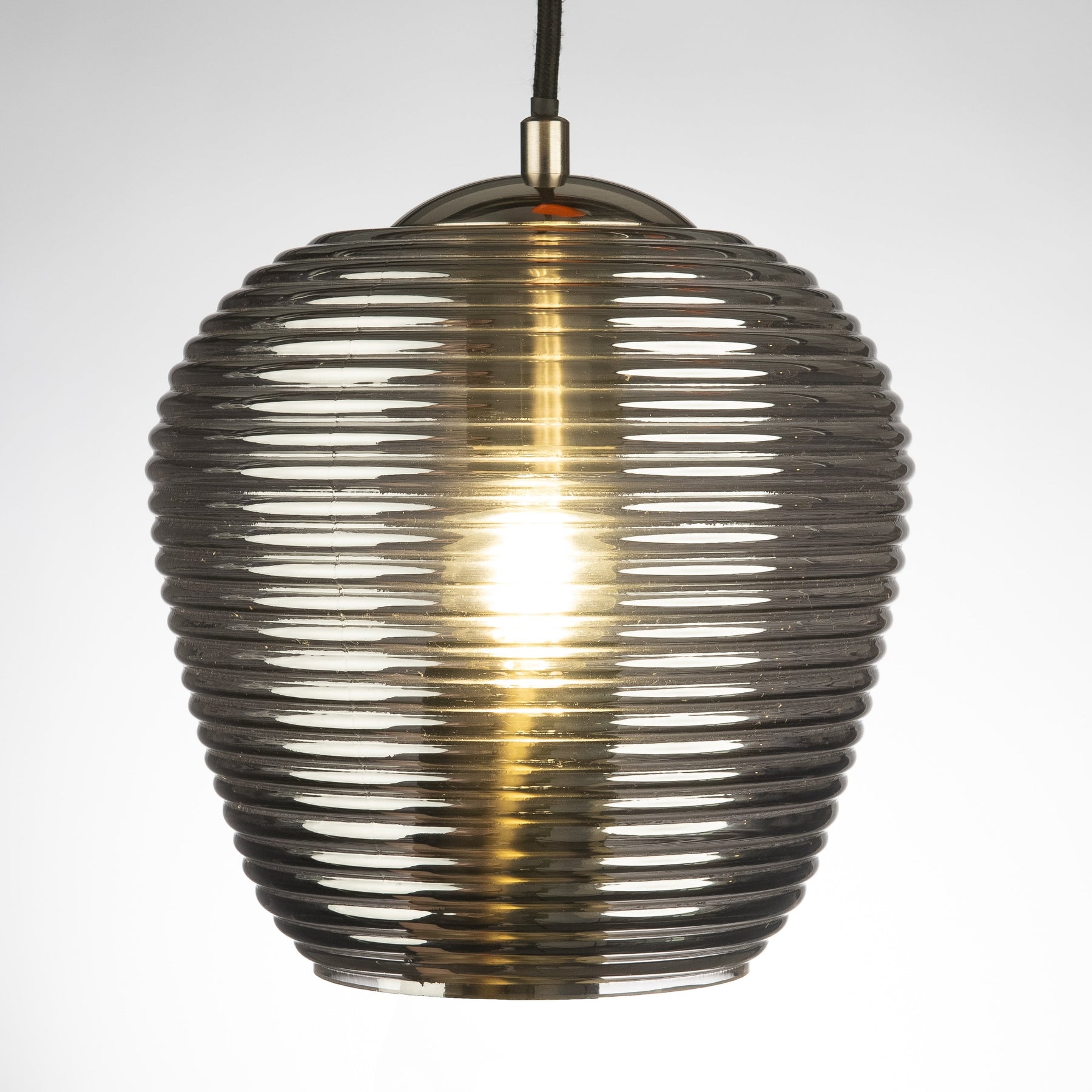 Rippe Rippled Pendant in Smoke Glass