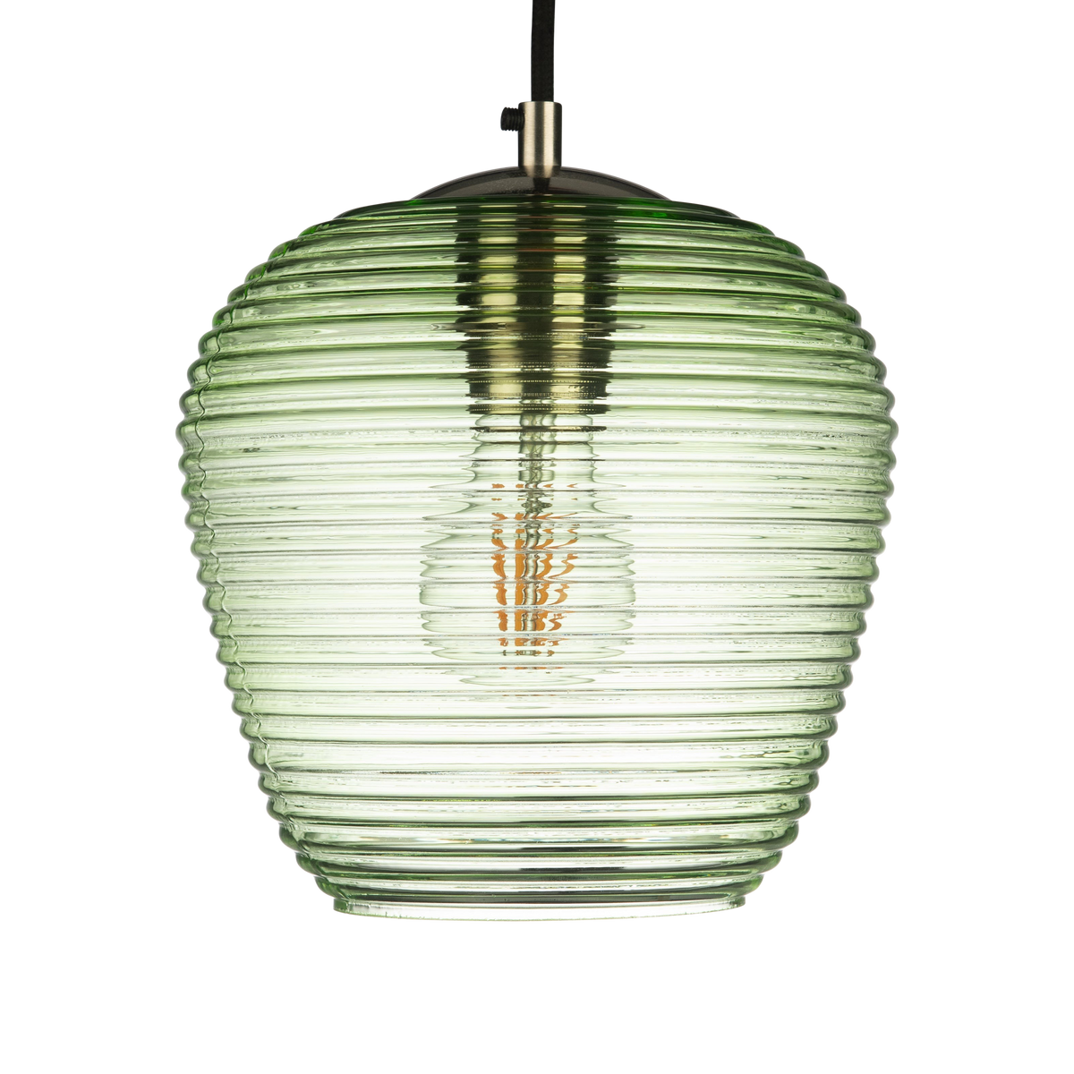 Rippe Rippled Pendant in Pale Green Glass