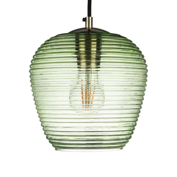 Rippe Rippled Pendant in Pale Green Glass