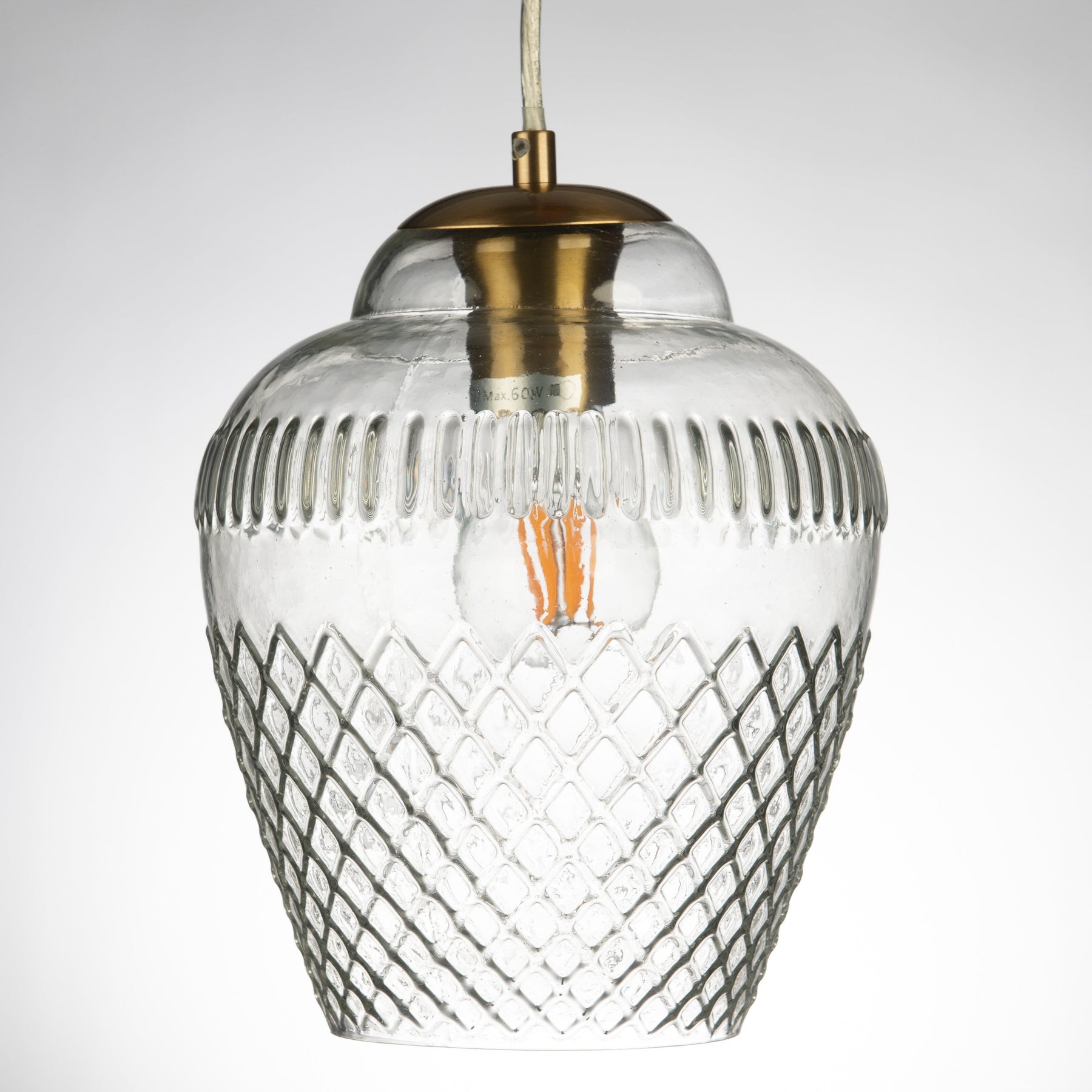 Zarz Diamond Crystal Clear Glass Pendant Lamp