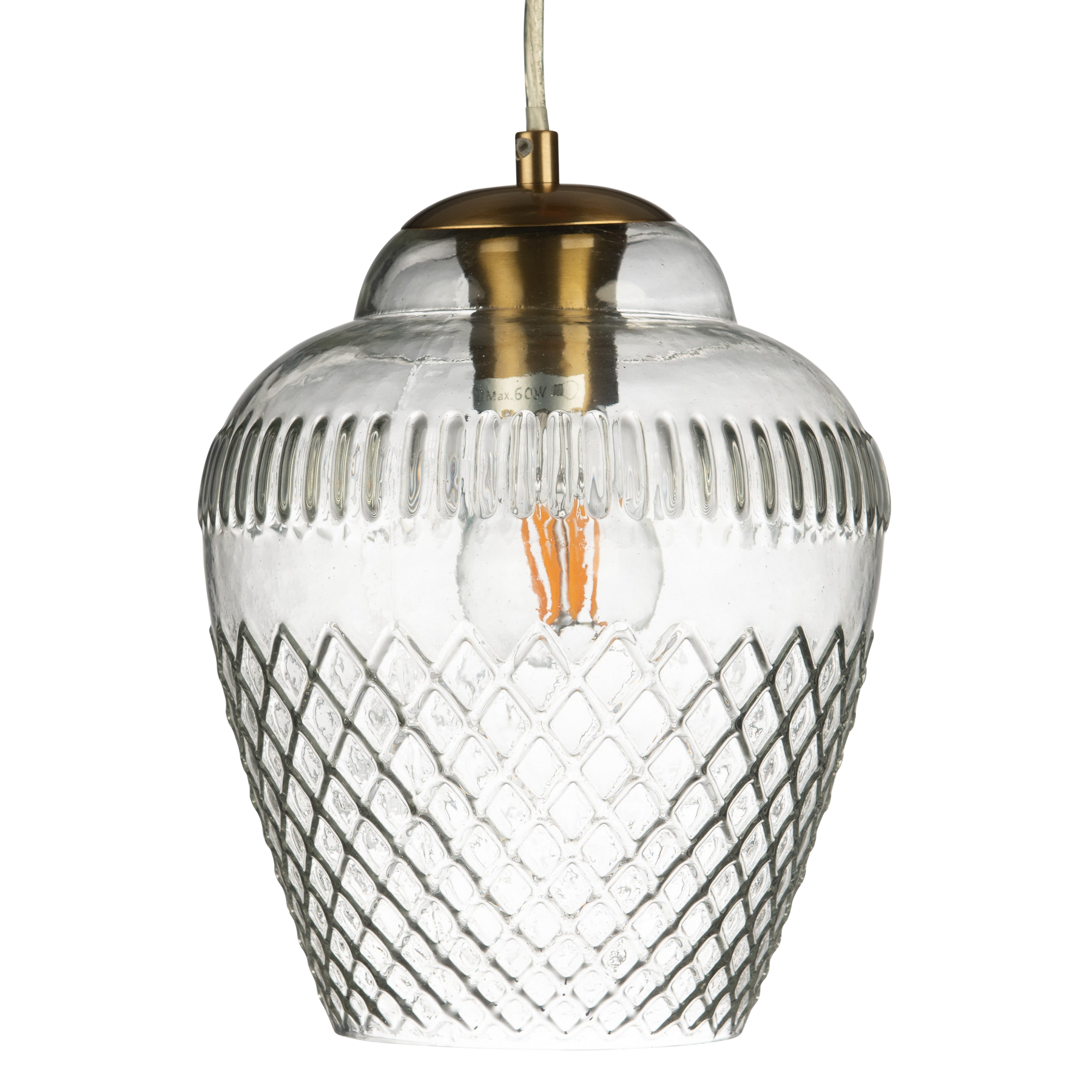 Zarz Diamond Crystal Clear Glass Pendant Lamp
