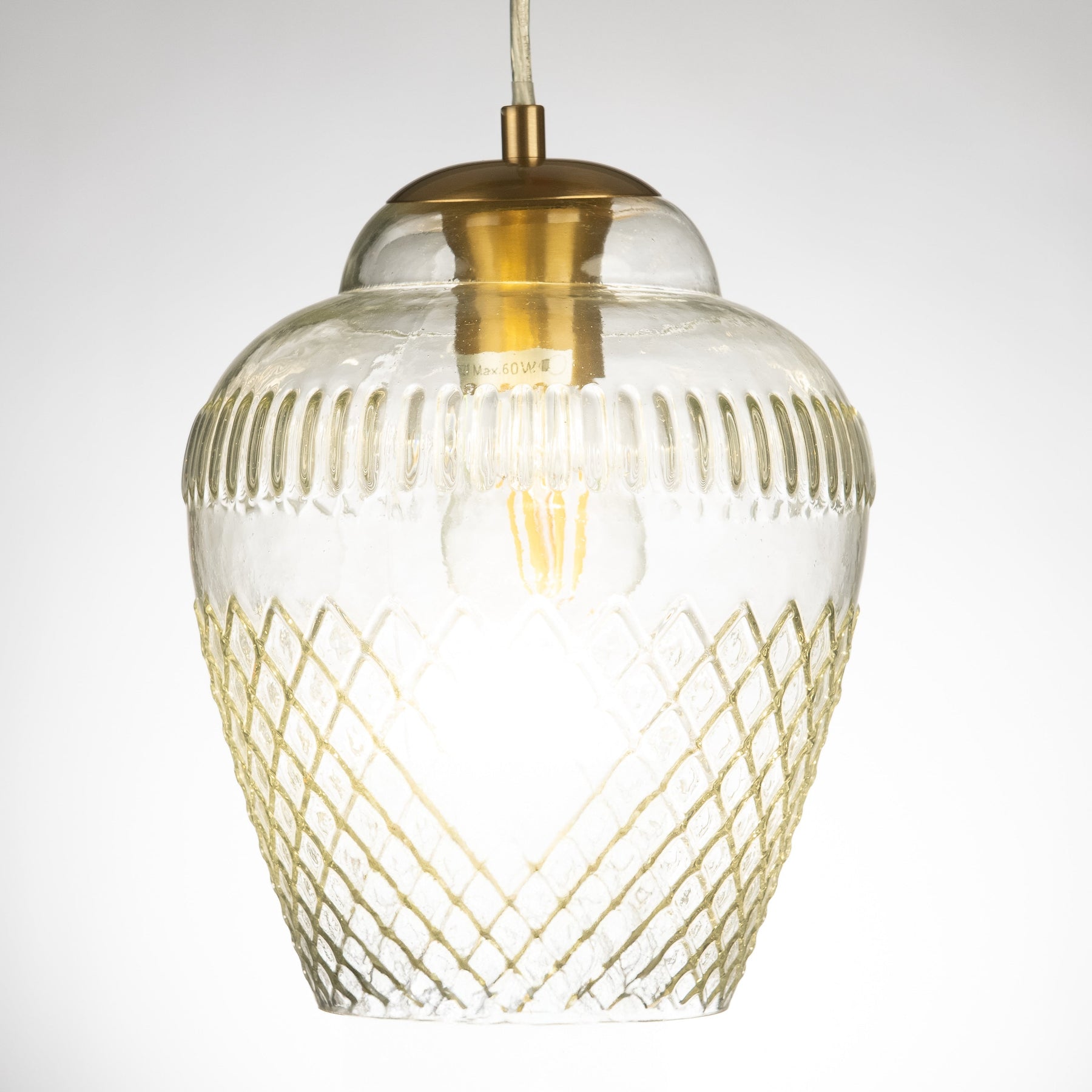 Zarz Diamond Crystal Clear Glass Pendant Lamp