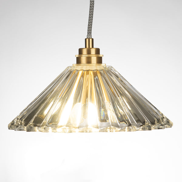 Salotto Hand-blown Fluted Pendant in Clear Glass