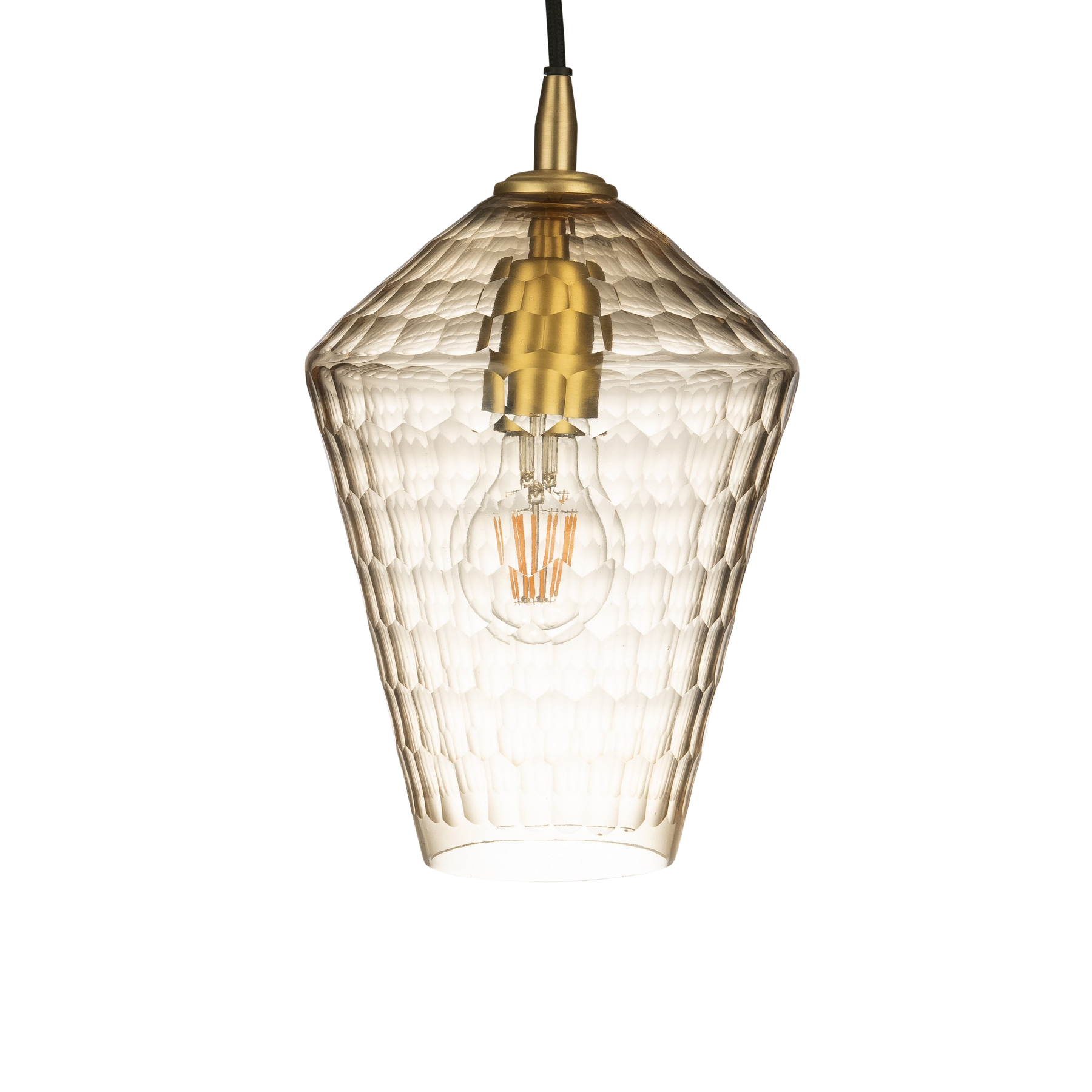 Isla Honeycomb Hand Cut Crystal Glass Pendant Lamp