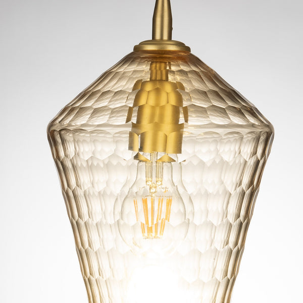 Isla Honeycomb Hand Cut Crystal Glass Pendant Lamp