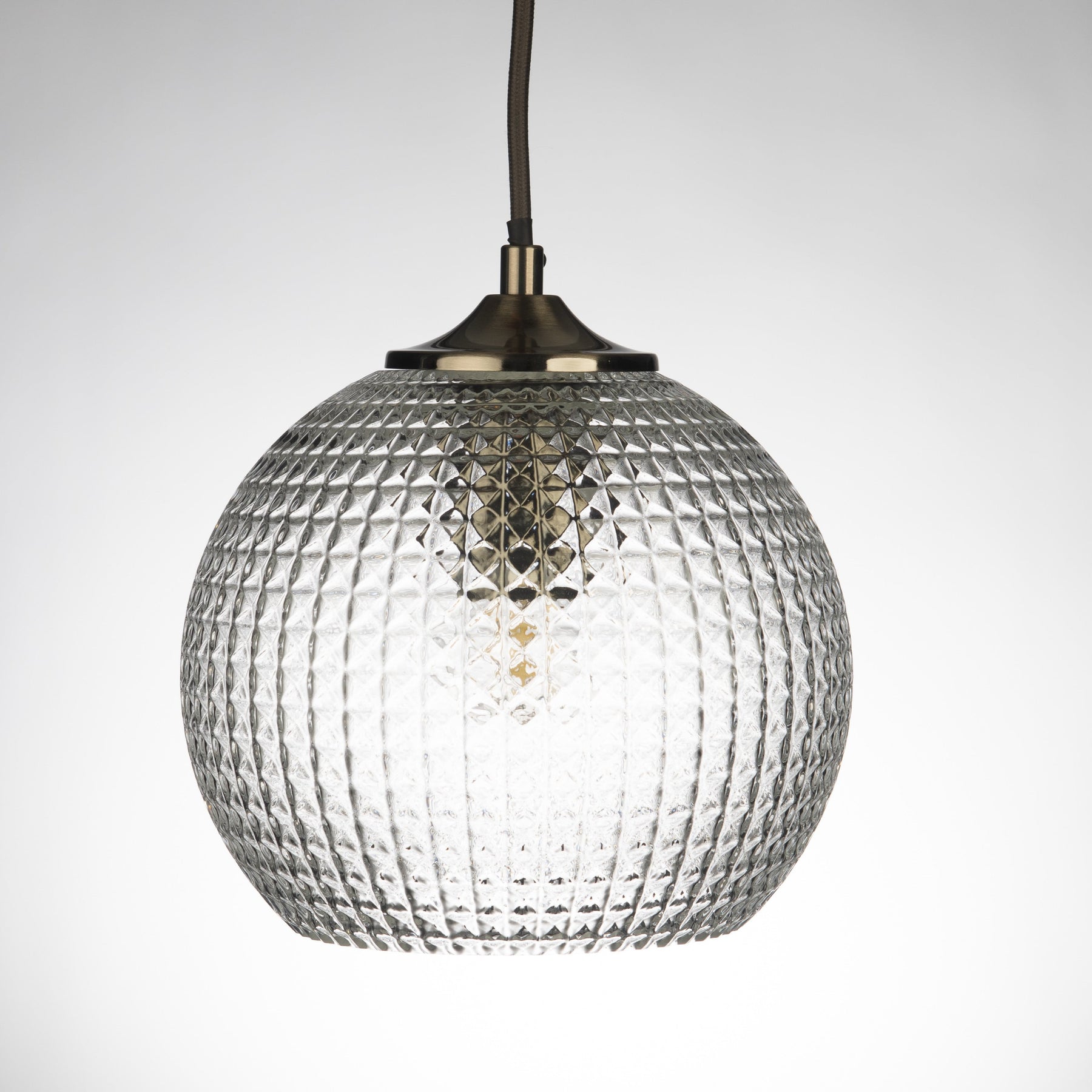 Karo Diamond Cut Clear Glass Round Pendant Lamp