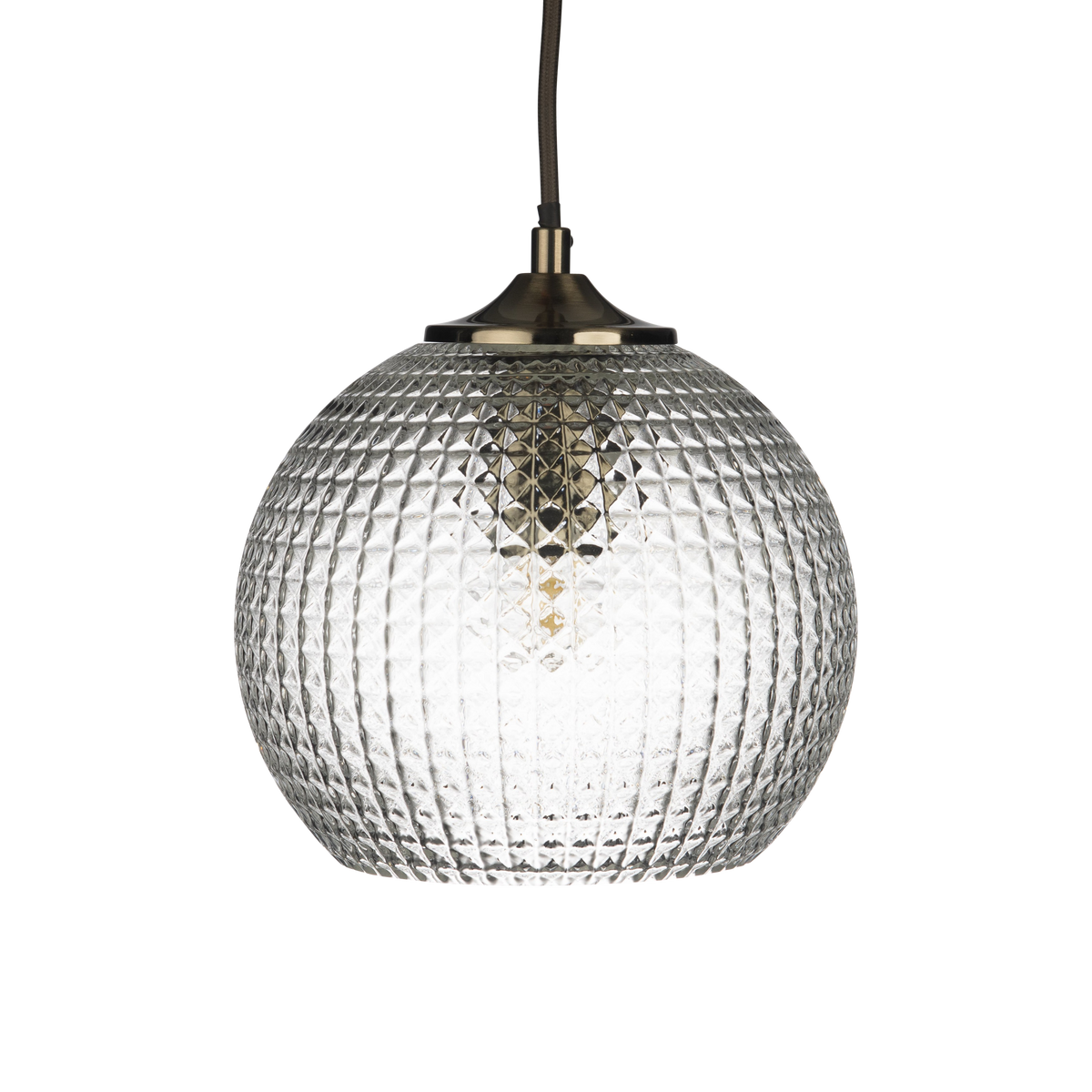Karo Diamond Cut Clear Glass Round Pendant Lamp