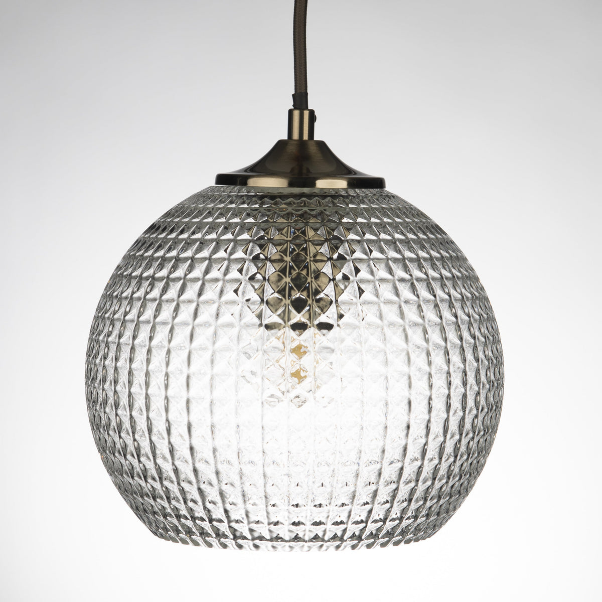 Karo Diamond Cut Clear Glass Round Pendant Lamp