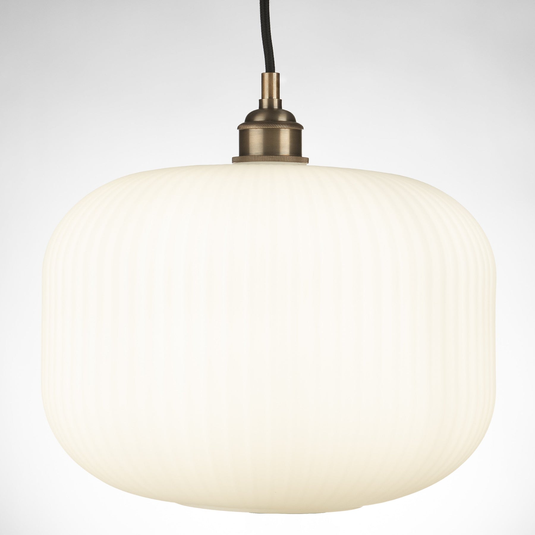 Ashter Hand-blown Lantern Pendant in Matte-white Opal Glass