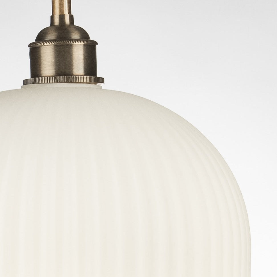 Reffro Rippled Opal Glass Column Pendant Lamp