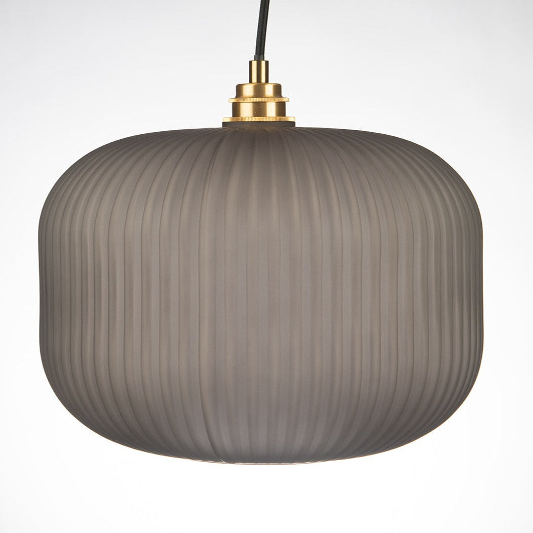 Ashter Hand-blown Lantern Pendant in Matte-Grey Glass