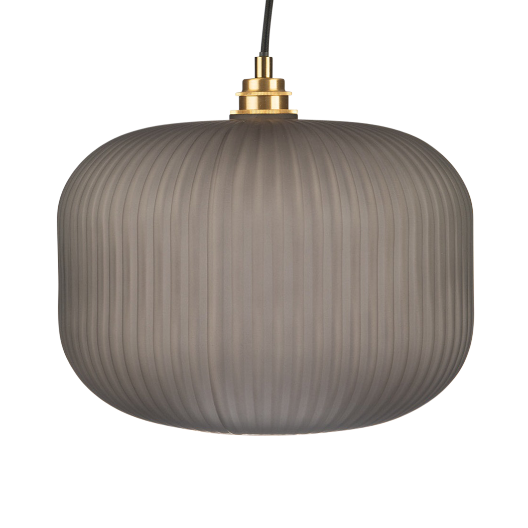 Ashter Hand-blown Lantern Pendant in Matte-Grey Glass