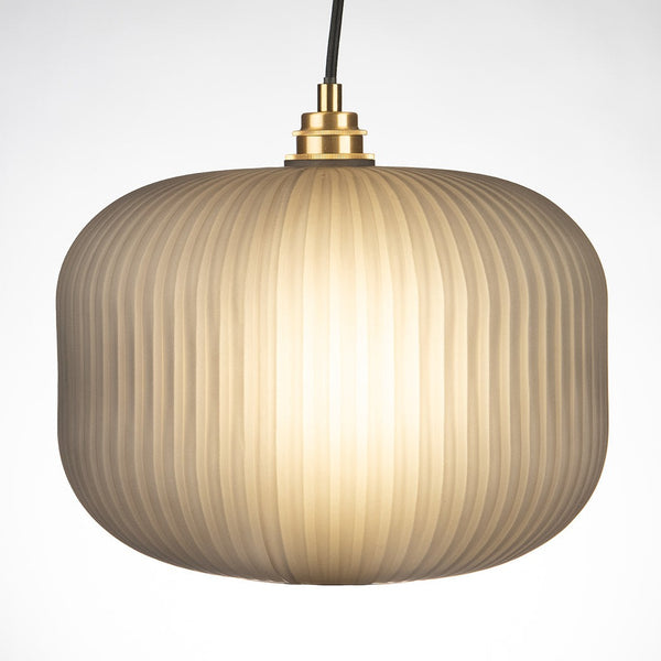 Ashter Hand-blown Lantern Pendant in Matte-Grey Glass