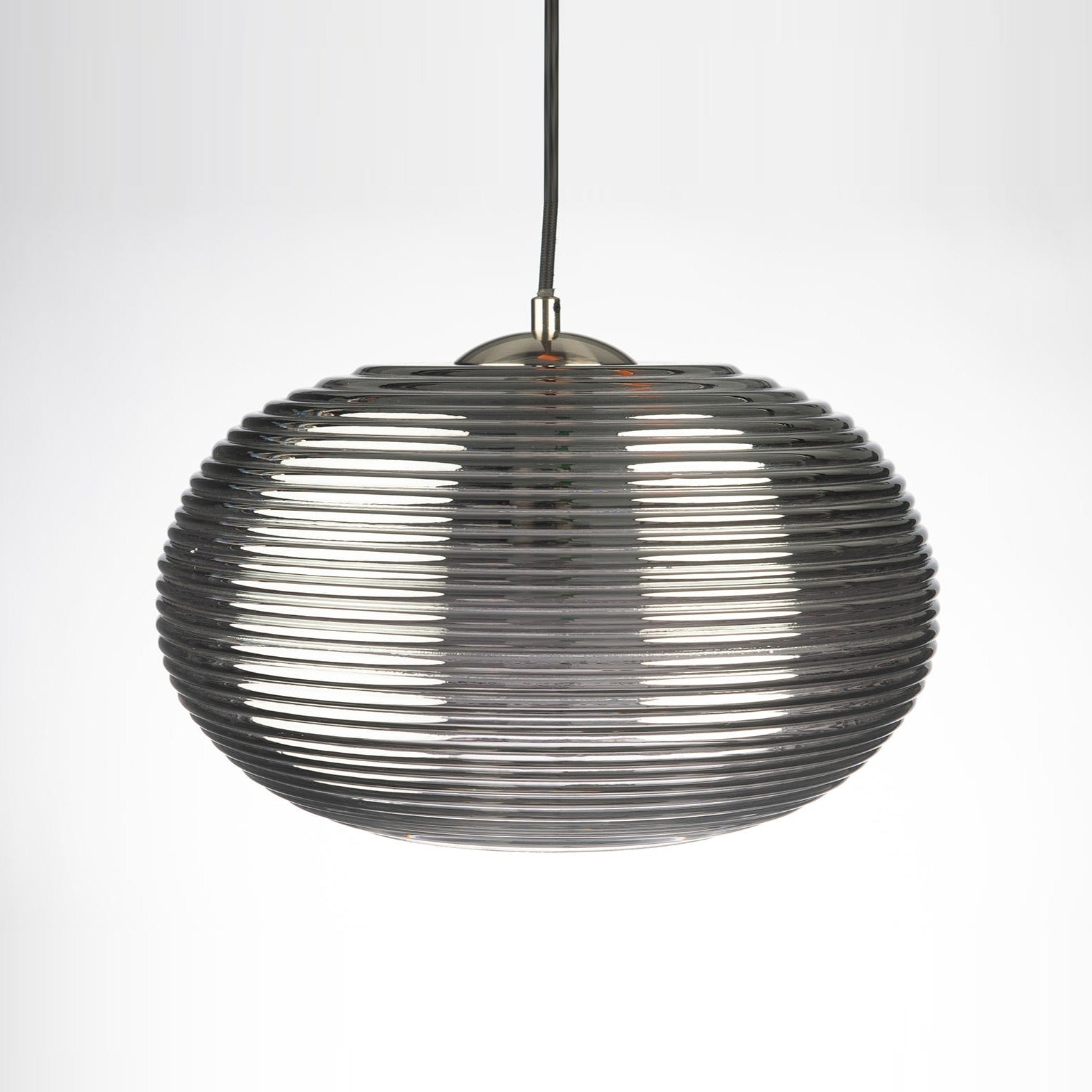 Loy Smoke Glass Rippled Pendant Lamp