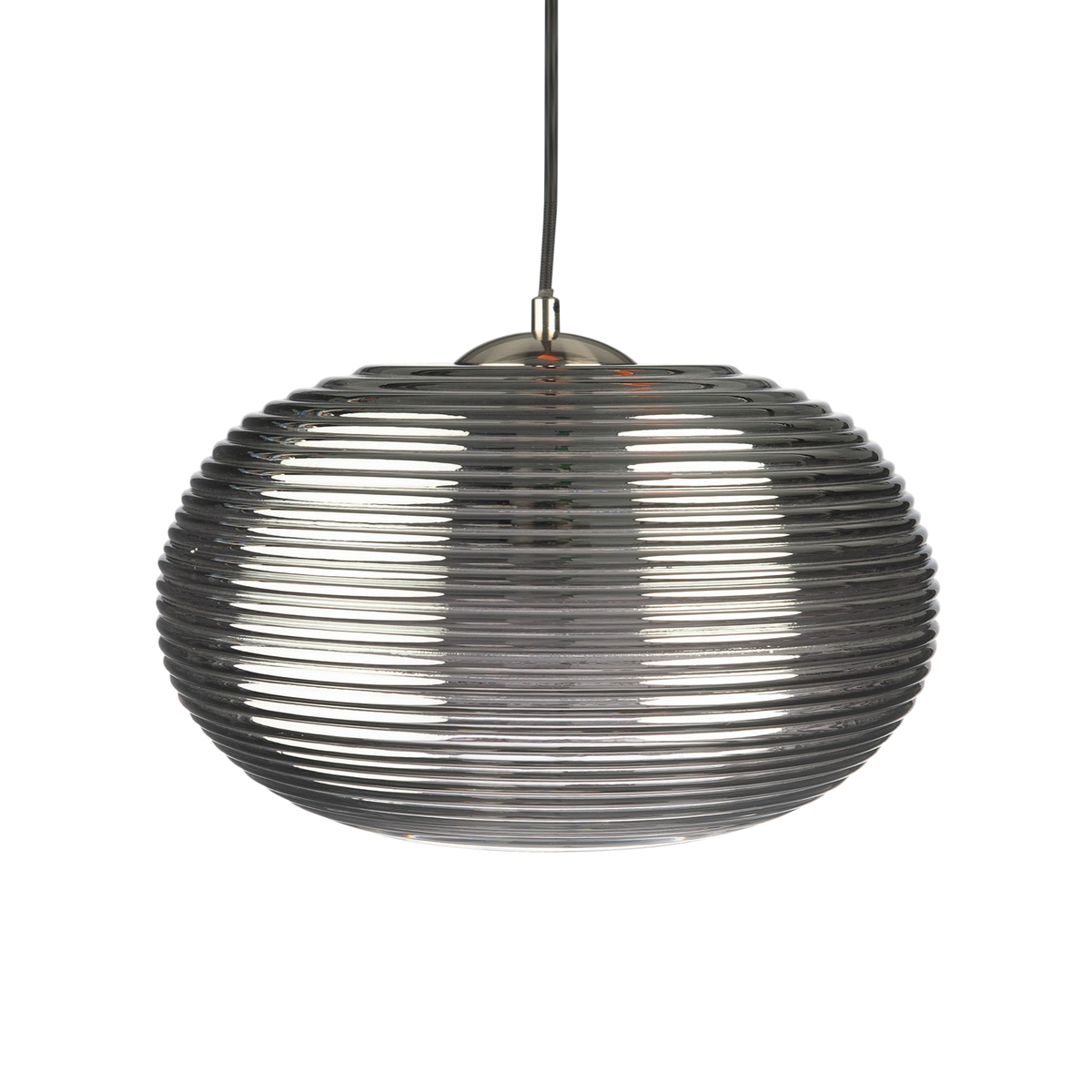 Loy Smoke Glass Rippled Pendant Lamp